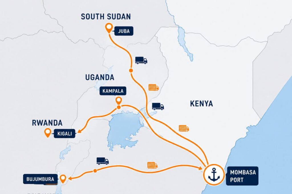 iCMS Kenya Customs System trade corridor map image